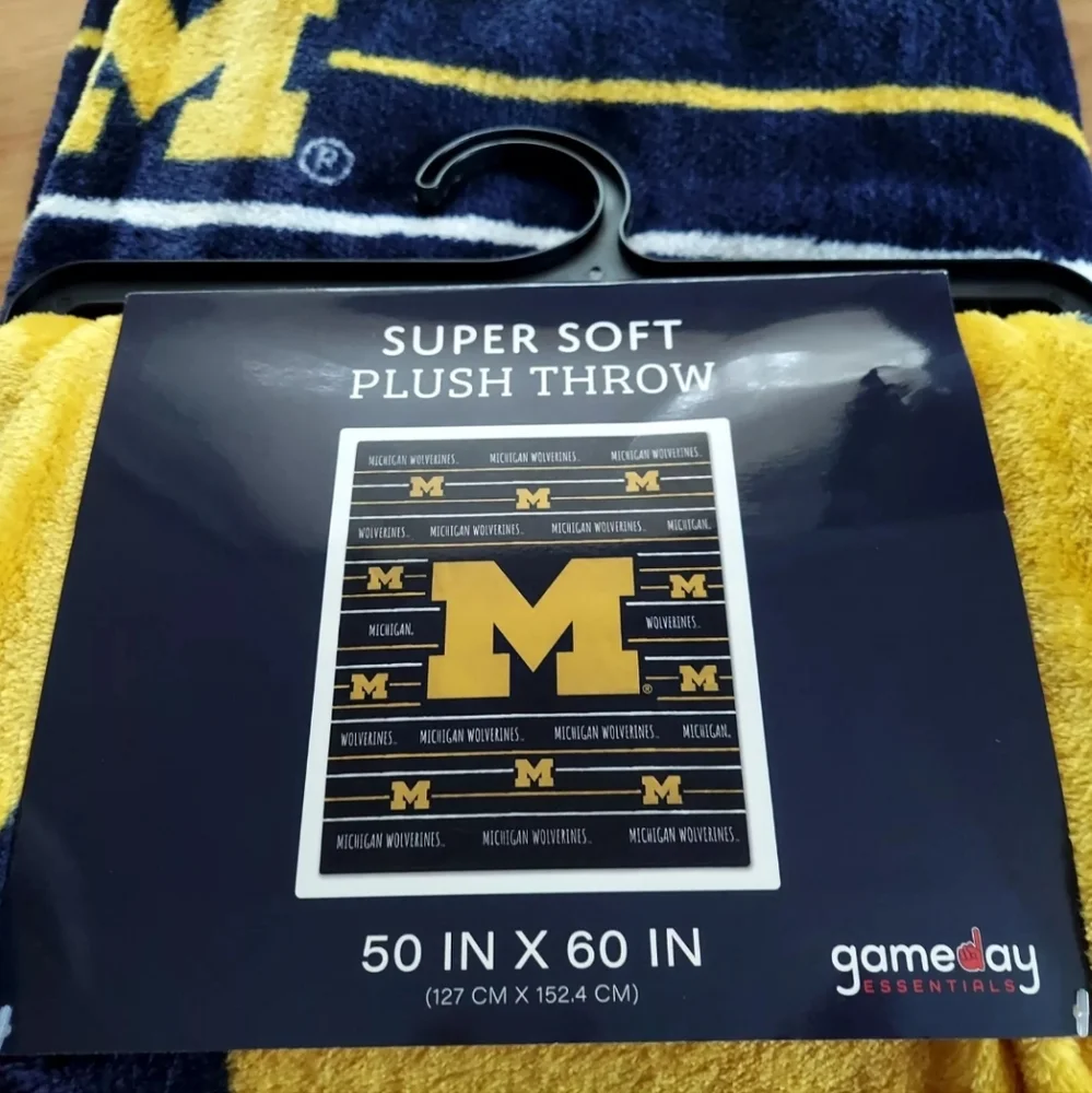 Michigan Wolverines Super Soft Plush Throw 60 x 50 Block M Gameday Essentials